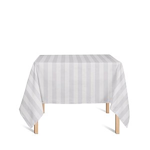 Toalha de Mesa Quadrada em Tecido Jacquard Off-White Listrado Tradicional