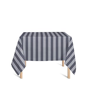 Toalha de Mesa Quadrada em Tecido Jacquard Preto Acizentado e Prata Listrado Tradicional