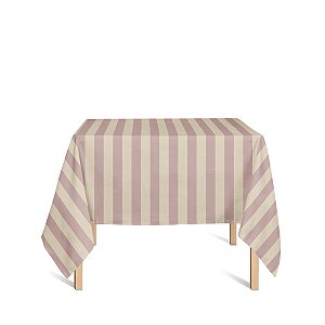 Toalha de Mesa Quadrada em Tecido Jacquard Rosa Envelhecido e Dourado Listrado Tradicional