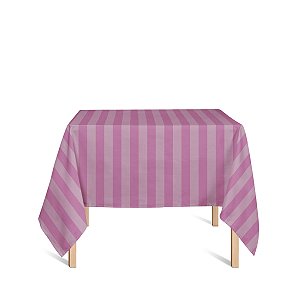 Toalha de Mesa Quadrada em Tecido Jacquard Rosa Pink Chiclete Listrado Tradicional