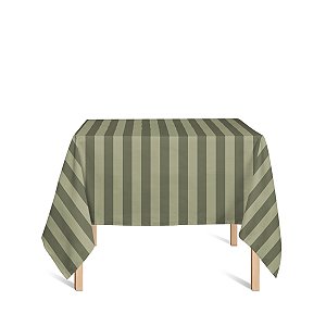 Toalha de Mesa Quadrada em Tecido Jacquard Verde Musgo Listrado Tradicional