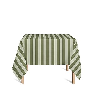 Toalha de Mesa Quadrada em Tecido Jacquard Verde Pistache Listrado Tradicional
