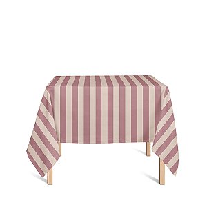 Toalha de Mesa Quadrada em Tecido Jacquard Vermelho com Dourado Listrado Tradicional