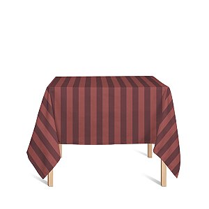 Toalha de Mesa Quadrada em Tecido Jacquard Vermelho e Preto Listrado Tradicional