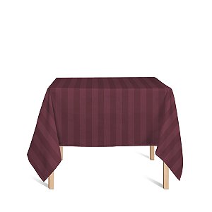 Toalha de Mesa Quadrada em Tecido Jacquard Vinho Marsala Listrado Tradicional