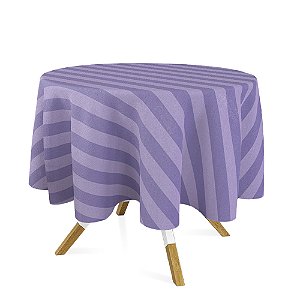 Toalha de Mesa Redonda em Tecido Jacquard Lilás Listrado Tradicional