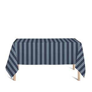 Toalha de Mesa Retangular em Tecido Jacquard Azul Marinho e Turquesa Listrado Tradicional