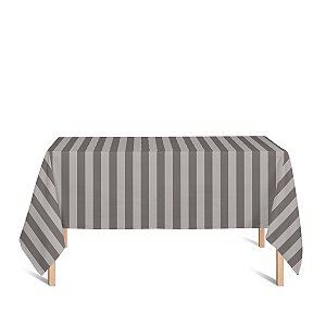 Toalha de Mesa Retangular em Tecido Jacquard Cinza e Crú Listrado Tradicional