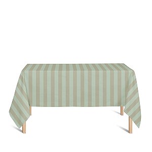 Toalha de Mesa Retangular em Tecido Jacquard Dourado e Turquesa Listrado Tradicional