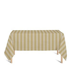 Toalha de Mesa Retangular em Tecido Jacquard Dourado Listrado Tradicional