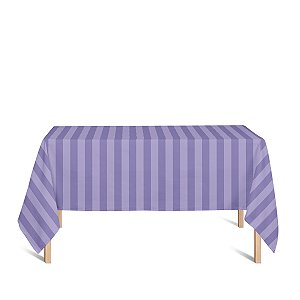 Toalha de Mesa Retangular em Tecido Jacquard Lilás Listrado Tradicional