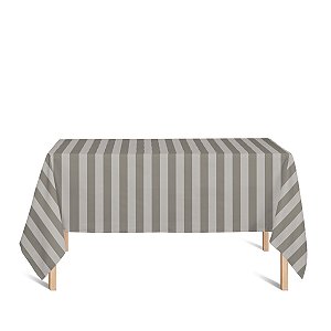 Toalha de Mesa Retangular em Tecido Jacquard Marrom Acinzentado e Bege Listrado Tradicional