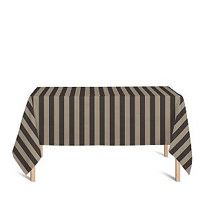 Toalha de Mesa Retangular em Tecido Jacquard Marrom e Bege Listrado Tradicional