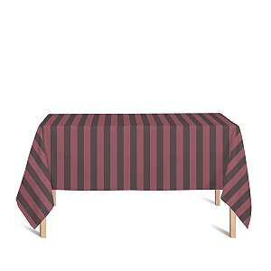 Toalha de Mesa Retangular em Tecido Jacquard Marrom e Vermelho Listrado Tradicional