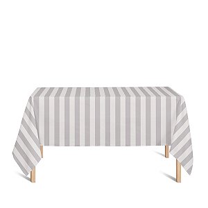 Toalha de Mesa Retangular em Tecido Jacquard Prata Listrado Tradicional