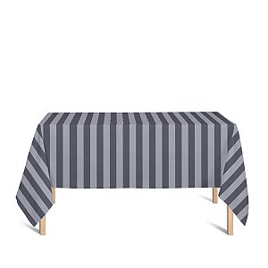 Toalha de Mesa Retangular em Tecido Jacquard Preto Acizentado e Prata Listrado Tradicional
