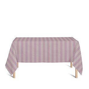 Toalha de Mesa Retangular em Tecido Jacquard Rosa Envelhecido Listrado Tradicional