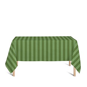 Toalha de Mesa Retangular em Tecido Jacquard Verde Listrado Tradicional