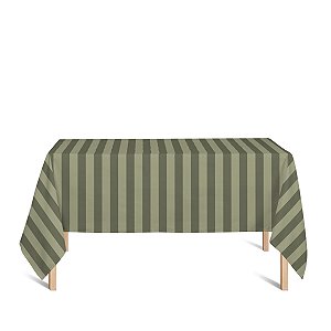 Toalha de Mesa Retangular em Tecido Jacquard Verde Musgo Listrado Tradicional