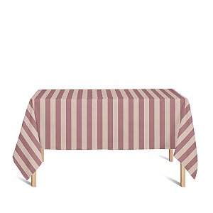 Toalha de Mesa Retangular em Tecido Jacquard Vermelho com Dourado Listrado Tradicional
