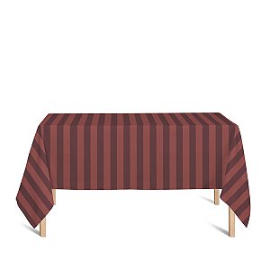Toalha de Mesa Retangular em Tecido Jacquard Vermelho e Preto Listrado Tradicional
