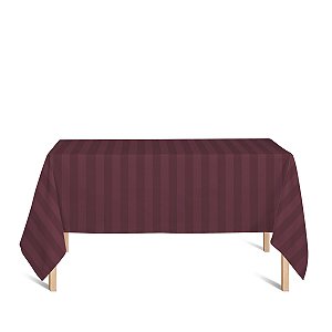 Toalha de Mesa Retangular em Tecido Jacquard Vinho Marsala Listrado Tradicional