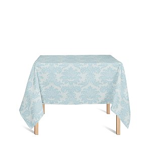 Toalha de Mesa Quadrada em Tecido Jacquard Azul e Prata Frozen Medalhão Tradicional