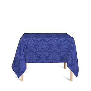 Toalha de Mesa Quadrada em Tecido Jacquard Azul Royal Medalhão Tradicional