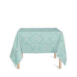 Toalha de Mesa Quadrada em Tecido Jacquard Azul Tiffany Medalhão Tradicional