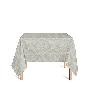 Toalha de Mesa Quadrada em Tecido Jacquard Bege Marfim Medalhão Tradicional