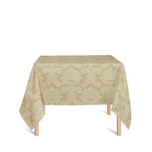 Toalha de Mesa Quadrada em Tecido Jacquard Dourado Medalhão Tradicional