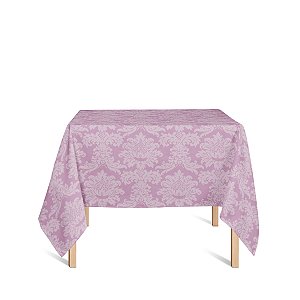 Toalha de Mesa Quadrada em Tecido Jacquard Rosa Bebê Medalhão Tradicional