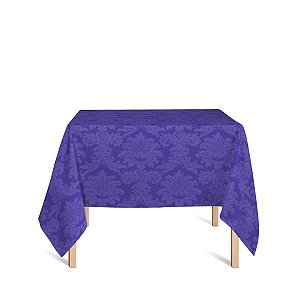 Toalha de Mesa Quadrada em Tecido Jacquard Roxo Medalhão Tradicional