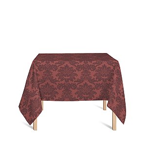 Toalha de Mesa Quadrada em Tecido Jacquard Vermelho e Preto Medalhão Tradicional