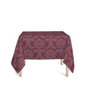 Toalha de Mesa Quadrada em Tecido Jacquard Vinho Marsala Medalhão Tradicional