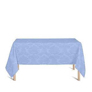 Toalha de Mesa Retangular em Tecido Jacquard Azul Bebê Celeste Medalhão Tradicional
