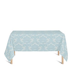 Toalha de Mesa Retangular em Tecido Jacquard Azul e Prata Frozen Medalhão Tradicional