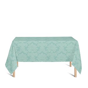 Toalha de Mesa Retangular em Tecido Jacquard Azul Tiffany Medalhão Tradicional
