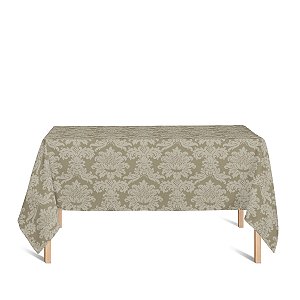 Toalha de Mesa Retangular em Tecido Jacquard Bege Escuro (Fendi) Medalhão Tradicional