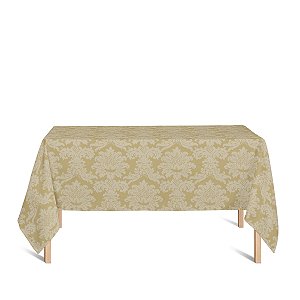 Toalha de Mesa Retangular em Tecido Jacquard Dourado Medalhão Tradicional
