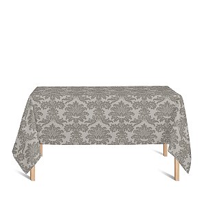 Toalha de Mesa Retangular em Tecido Jacquard Marrom Acinzentado e Bege Medalhão Tradicional
