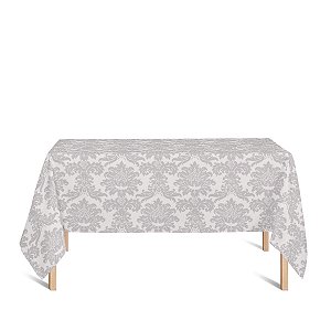 Toalha de Mesa Retangular em Tecido Jacquard Prata Medalhão Tradicional
