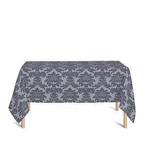 Toalha de Mesa Retangular em Tecido Jacquard Preto Acinzentado e Prata Medalhão Tradicional