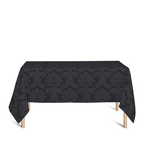 Toalha de Mesa Retangular em Tecido Jacquard Preto Medalhão Tradicional