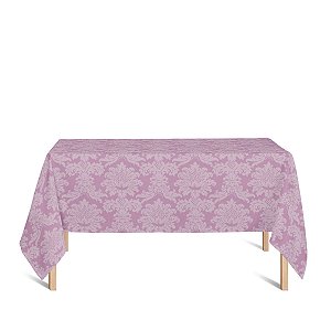Toalha de Mesa Retangular em Tecido Jacquard Rosa Bebê Medalhão Tradicional