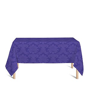 Toalha de Mesa Retangular em Tecido Jacquard Roxo Medalhão Tradicional