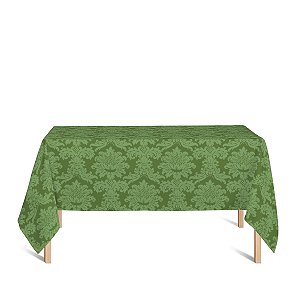 Toalha de Mesa Retangular em Tecido Jacquard Verde Medalhão Tradicional