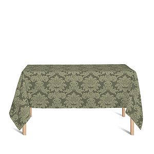 Toalha de Mesa Retangular em Tecido Jacquard Verde Musgo Medalhão Tradicional