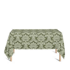 Toalha de Mesa Retangular em Tecido Jacquard Verde Pistache Medalhão Tradicional