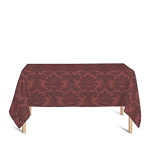 Toalha de Mesa Retangular em Tecido Jacquard Vermelho e Preto Medalhão Tradicional